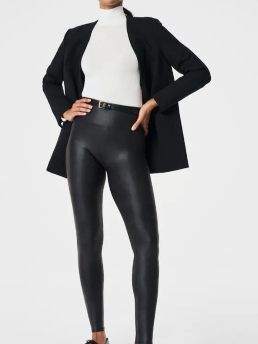 SPANX Black Faux Leather-Look Leggings